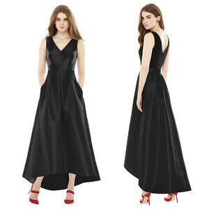 ALFRED SUNG Sleeveless Pleated Skirt High Low Dress With Pockets NWT size 18